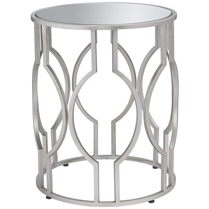 Mirrored Top Round End Table, Round Side Table With Mirror Top
