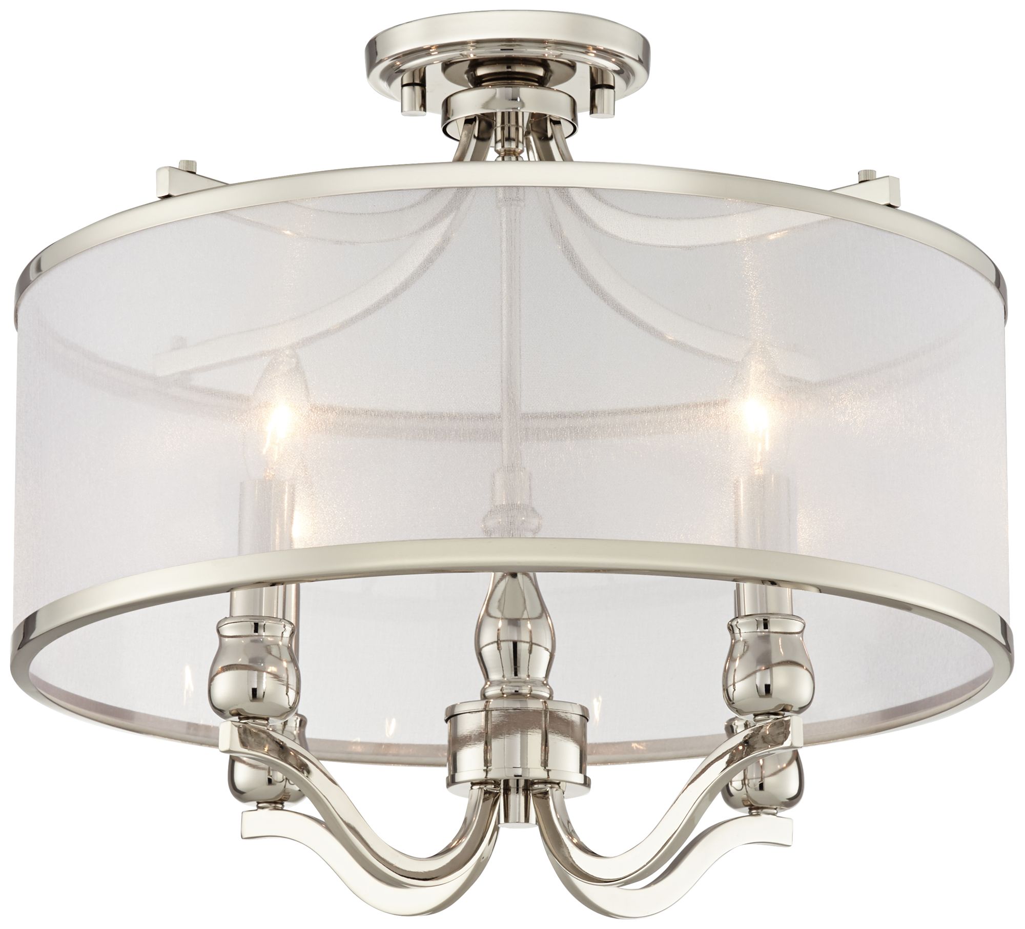 Nor 18" Wide Polished Nickel Traditional Ceiling Light 46J71 Lamps