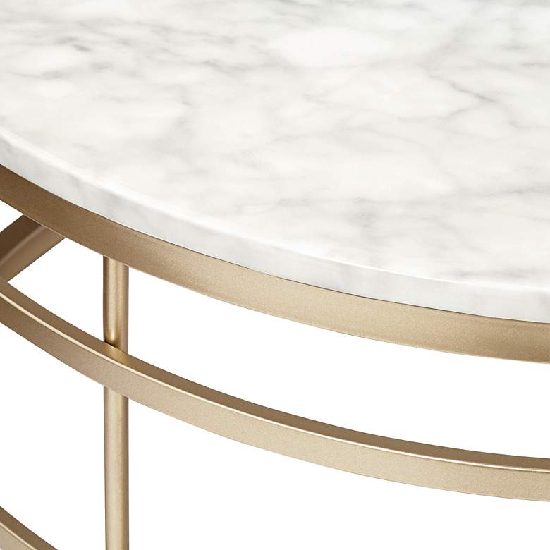 Brassica 34&quot; Wide Faux Marble and Gold Modern Coffee Table more views