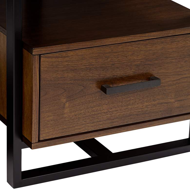 Image 5 Sedley  22" Wide Walnut 1-Drawer Modern End Table more views