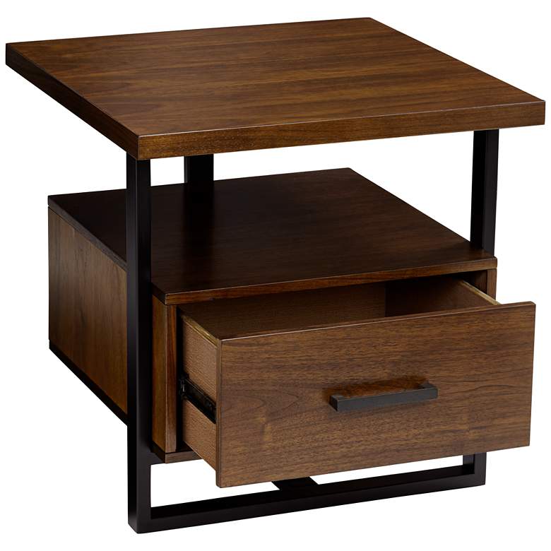 Image 6 Sedley  22" Wide Walnut 1-Drawer Modern End Table more views