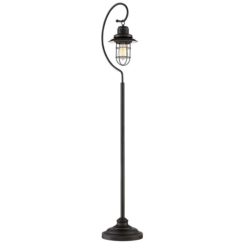 Image 6 Ulysses Bronze Industrial Lantern Floor Lamp with 7W LED Bulb more views