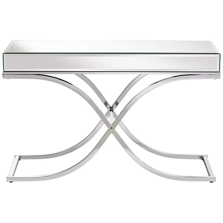 Desiree 48&quot; Wide Silver Mirror Top and Chrome Console Table more views