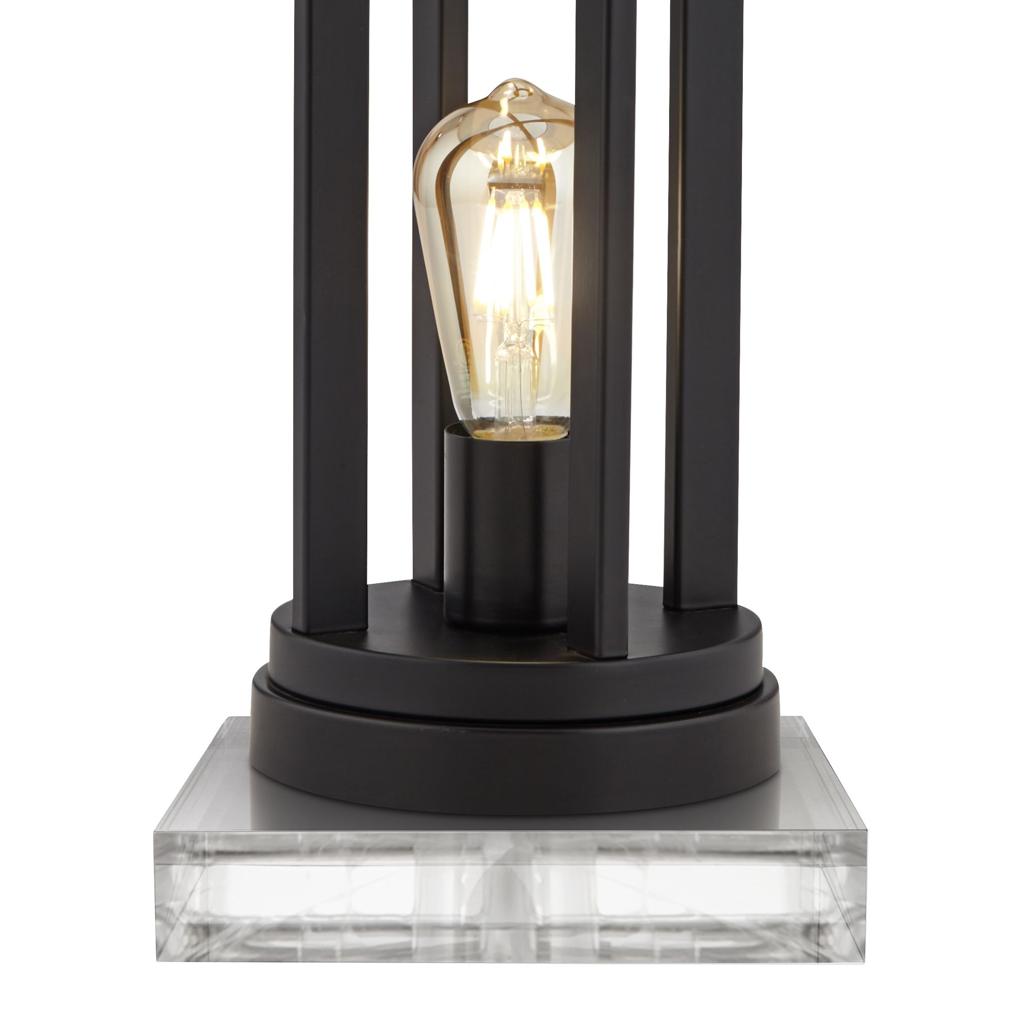 Marcel Black LED USB Night Light Table Lamps With Square Acrylic Risers 476D0 Lamps Plus