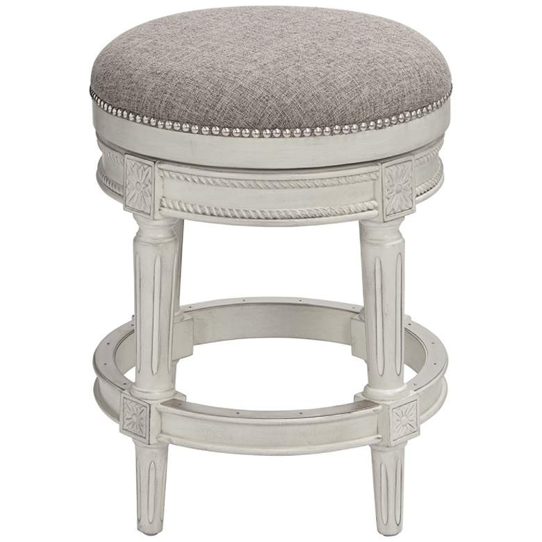 Image 7 Oliver 24 1/2" Pewter Fabric Vintage Gray Swivel Counter Stool more views
