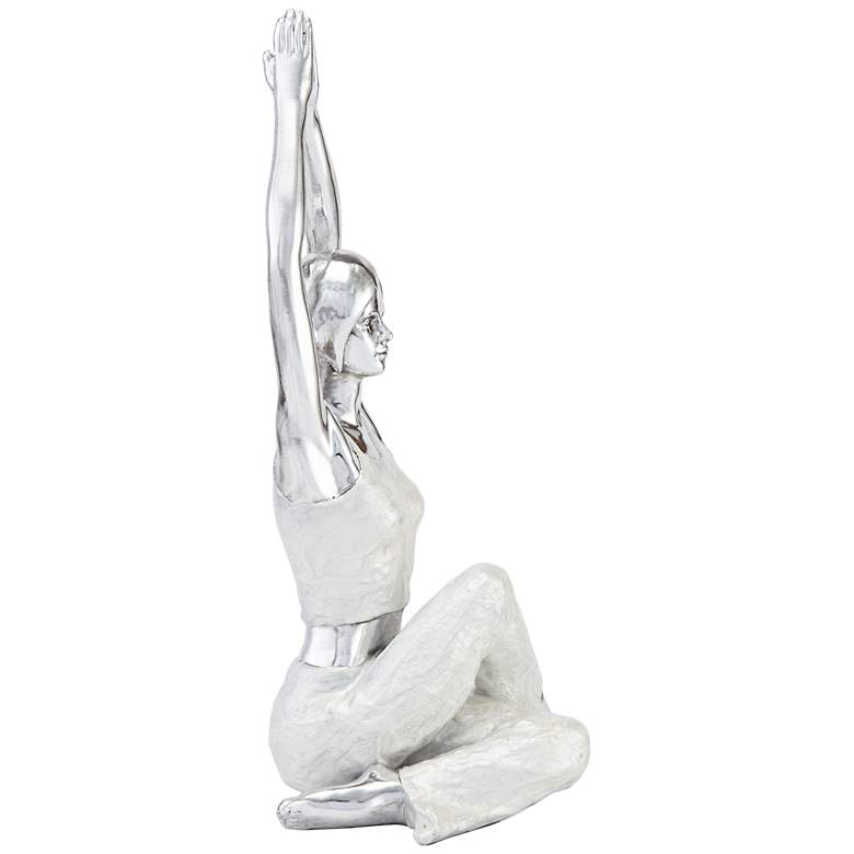 Gomukhasana Cow Face Yoga Pose 16 1/2&quot; High Silver Sculpture more views