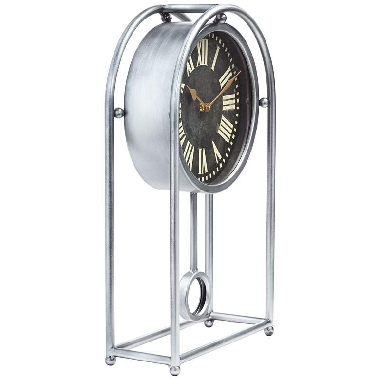 Ellerby Glossy Silver 20 1/4&quot; High Metal Table Clock more views