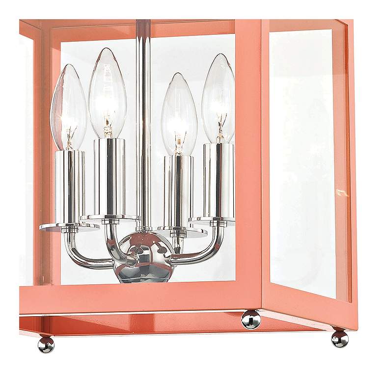 Leigh 11 1/2&quot;W Polished Nickel and Pink 4-Light Mini Pendant more views