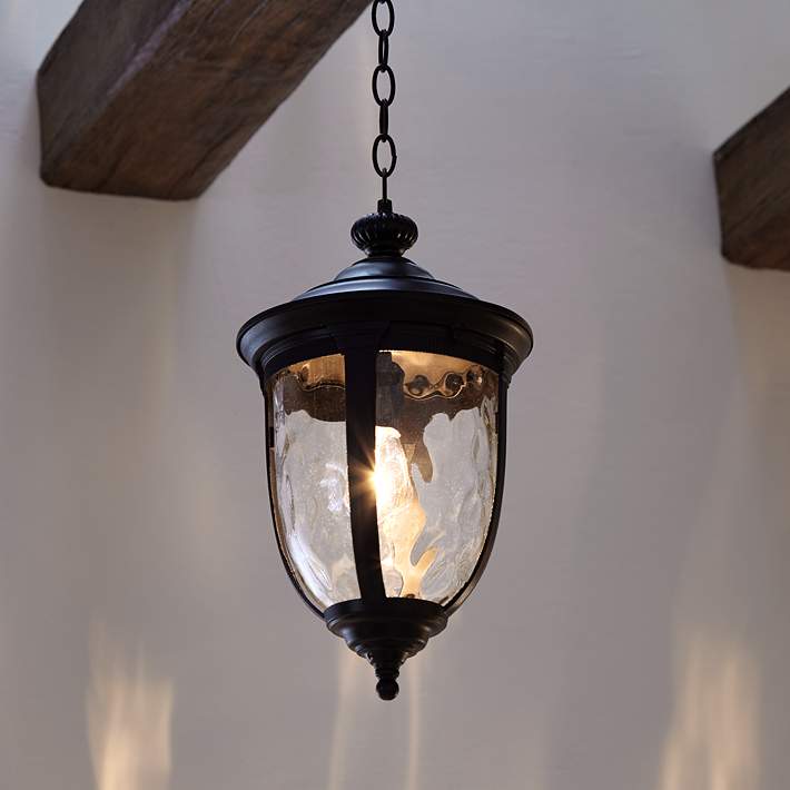 Bellagio 18 High Texturized Black, Hanging Lantern Style Outdoor Lights