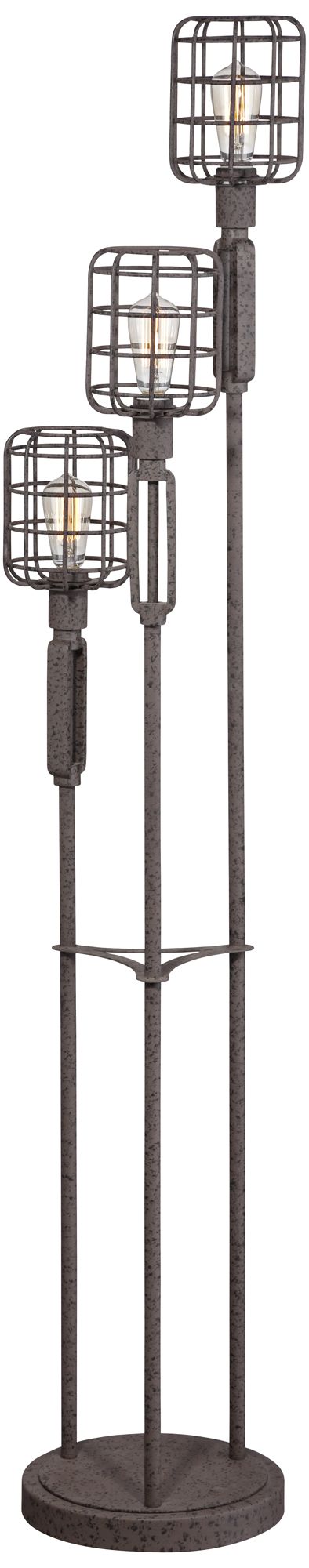 Industrial Cage Rust Metal Floor Lamp 4G486 Lamps Plus