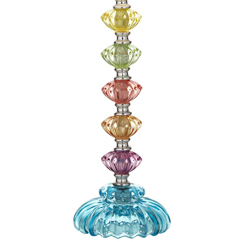 Bohemian Teal Blue and Colored Stacked Glass Table Lamp more views