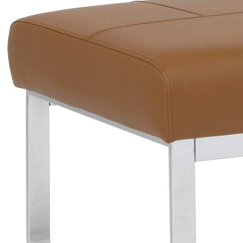 Image 2 Allure Caramel Leather and Chrome Steel Rectangular Ottoman more views