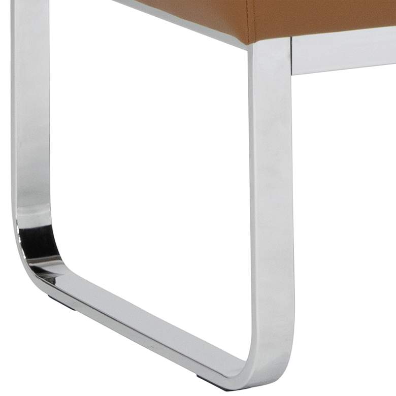 Image 3 Allure Caramel Leather and Chrome Steel Rectangular Ottoman more views