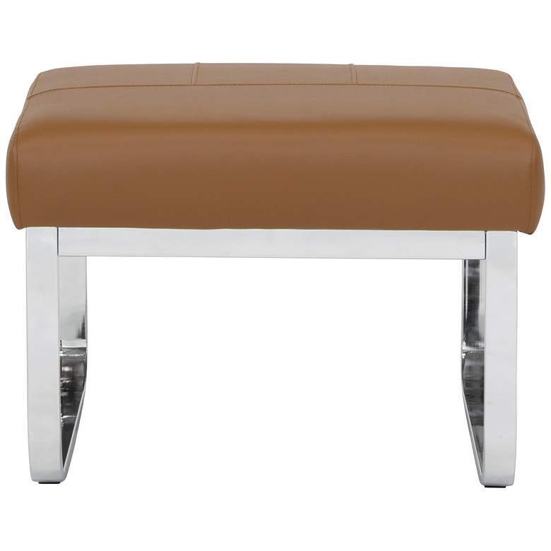 Image 6 Allure Caramel Leather and Chrome Steel Rectangular Ottoman more views