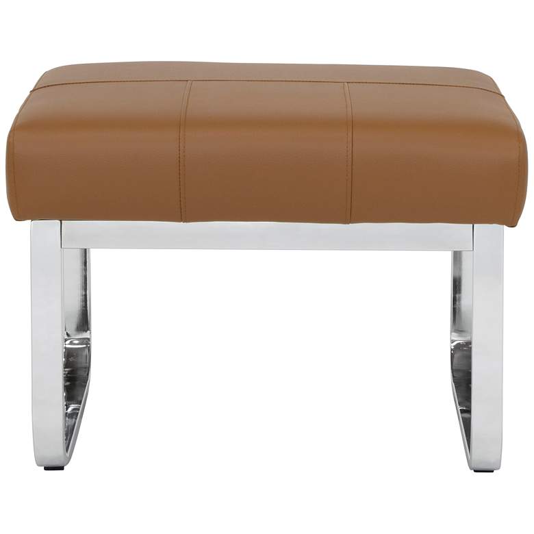 Image 7 Allure Caramel Leather and Chrome Steel Rectangular Ottoman more views