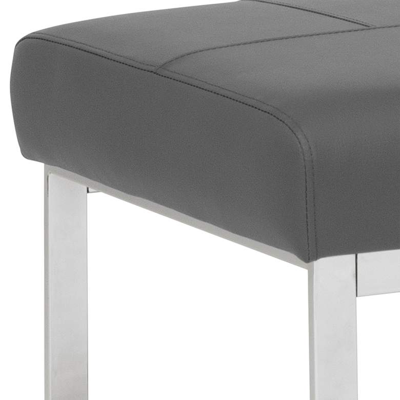 Image 2 Allure Smoke Leather and Chrome Steel Rectangular Ottoman more views