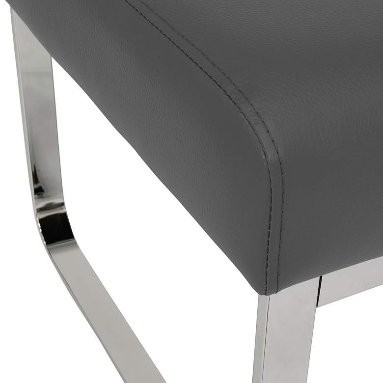Image 4 Allure Smoke Leather and Chrome Steel Rectangular Ottoman more views