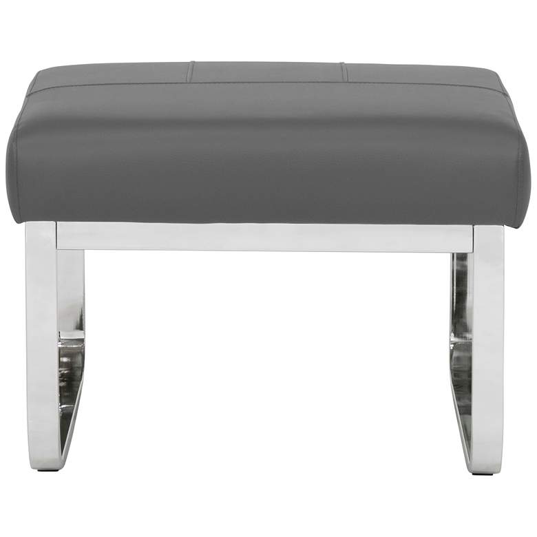 Image 6 Allure Smoke Leather and Chrome Steel Rectangular Ottoman more views