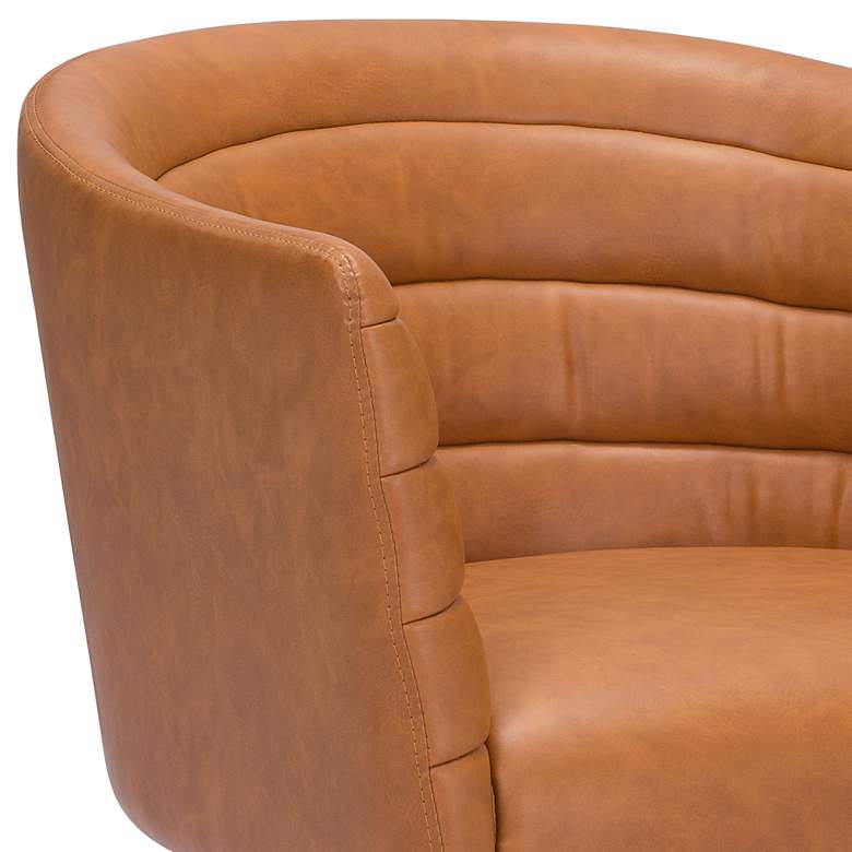 Zuo Justin Brown Faux Leather Tufted Swivel Accent Chair more views