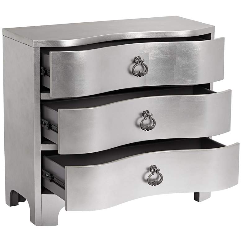 City Lights 34&quot; Wide 3-Drawer Champagne Silver Leaf Chest more views