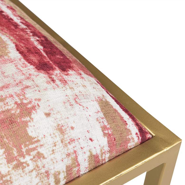 Crestview Collection Paragon Gold Iron and Pink Fabric Bench more views