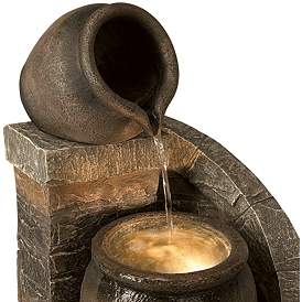 Verona 35&quot; High Rustic Brick Garden Fountain with LED Light more views