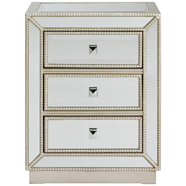 Elsinore 20&quot; Wide 3-Drawer Silver Mirrored Accent Table more views