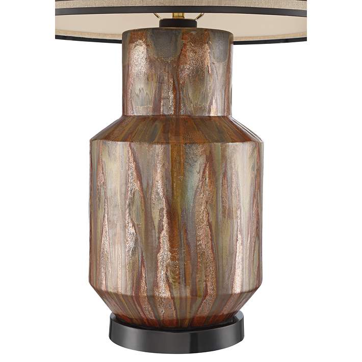 Arthur Double Shade Rustic Copper, Copper Table Lamp With Black Shader