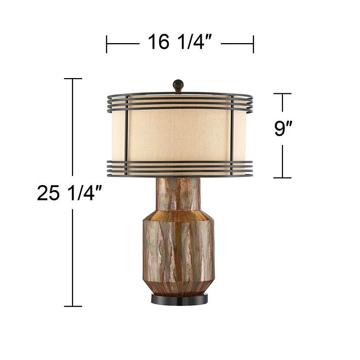 Arthur Double Shade Rustic Copper, Copper Table Lamp With Black Shader
