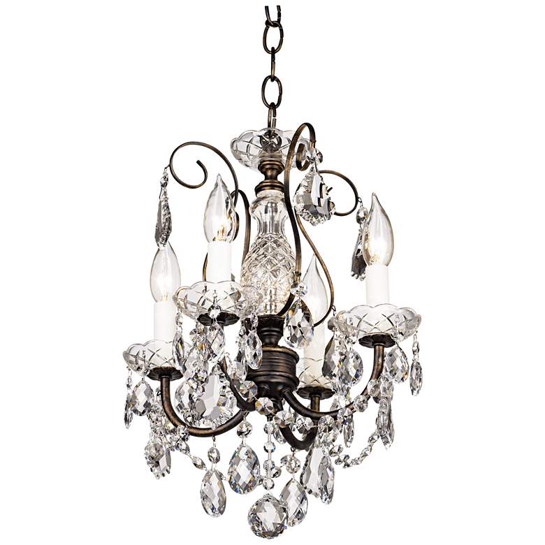 New Orleans 12&quot; Wide Bronze Hand-Cut Crystal Mini Chandelier more views