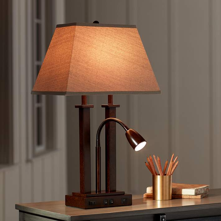 Deacon Bronze Gooseneck Desk Lamp With, Gooseneck Desk Lamp With Usb Port