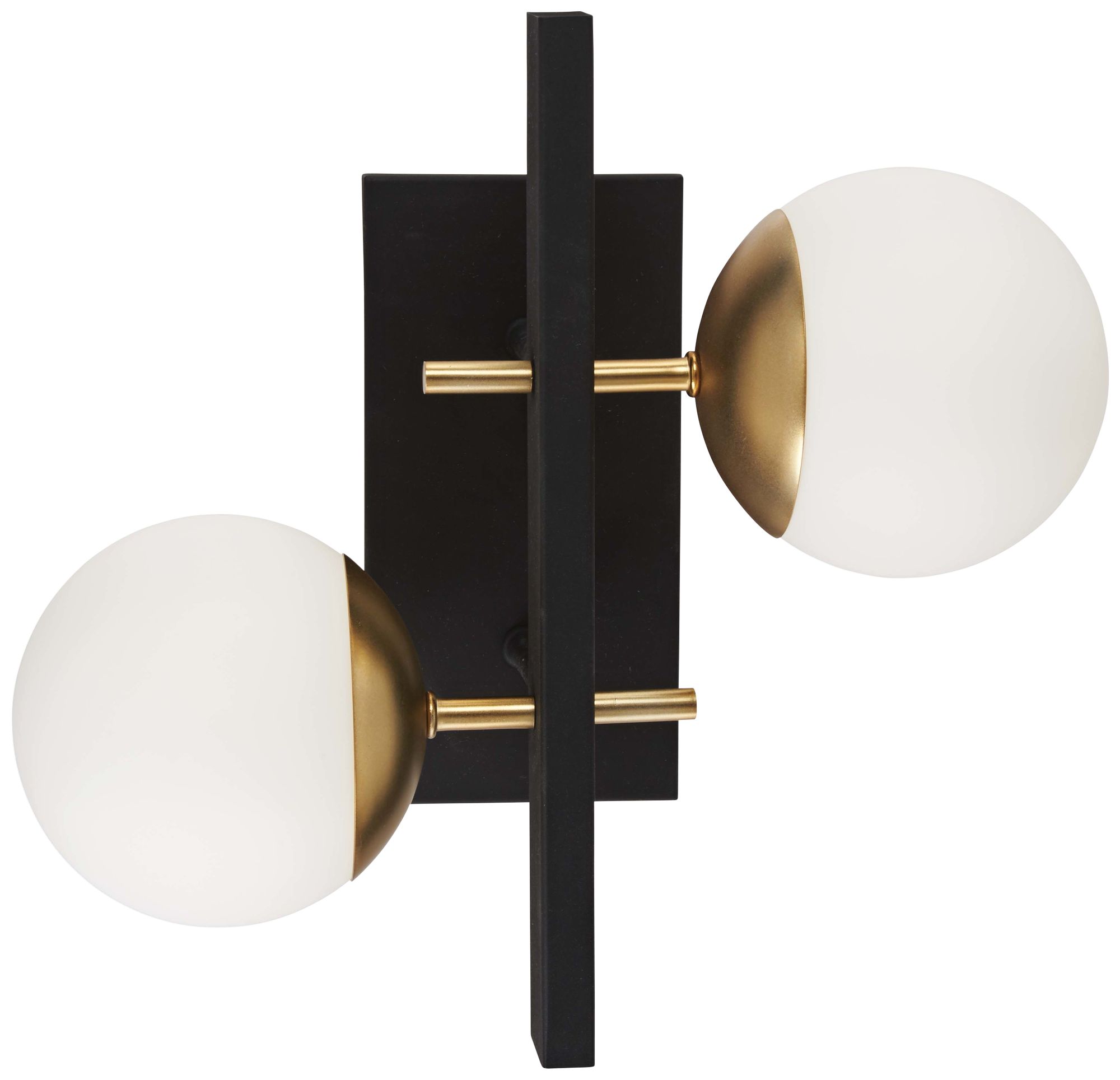 Alluria 15 1 4 High Black And Gold 2 Light Wall Sconce 56H26   56H26views2.fpx