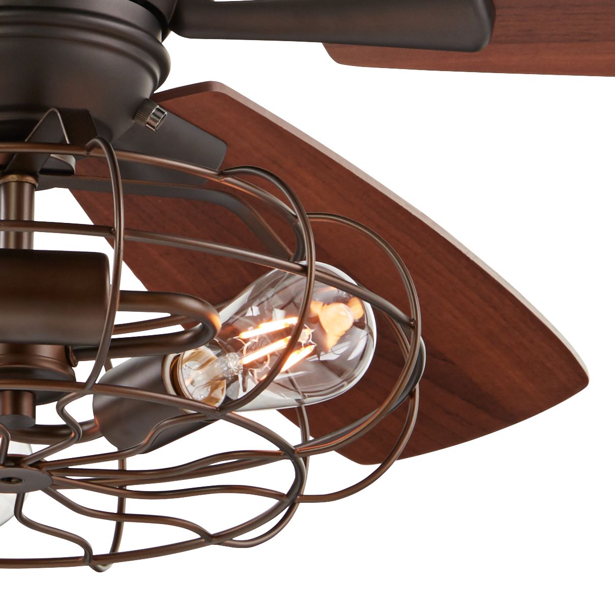 52 Oil Rubbed Bronze Hugger Ceiling Fan Led Cage Light