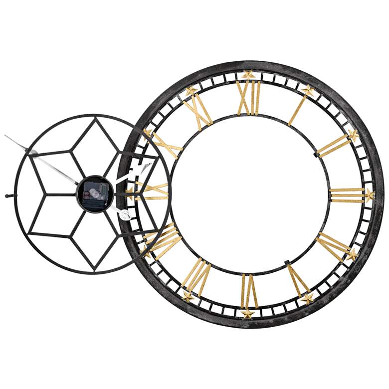 Image 3 Bulova Starlight Aged Black 24" Round Gallery Wall Clock more views