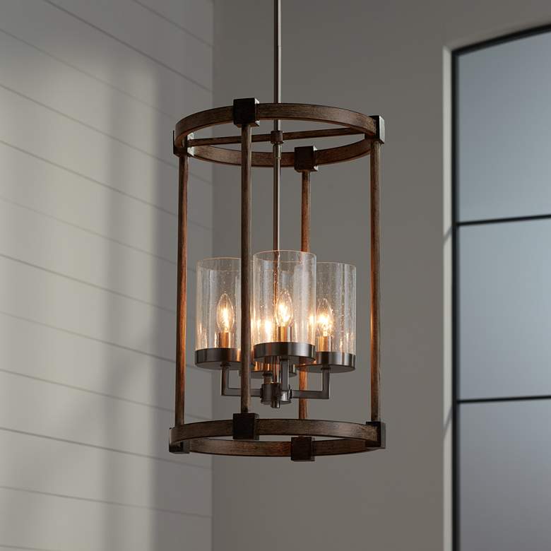 Bridlewood 14 1/2&quot;W Stone Gray and Nickel 4-Light Pendant more views