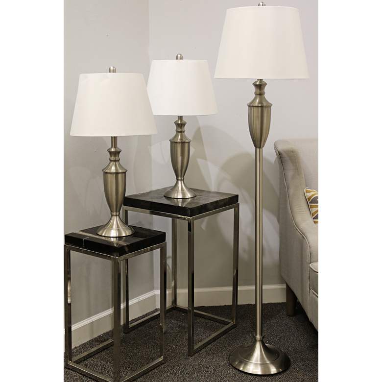 Image 2 Geneva Off-White Steel 3-Piece Floor and Table Lamp Set more views