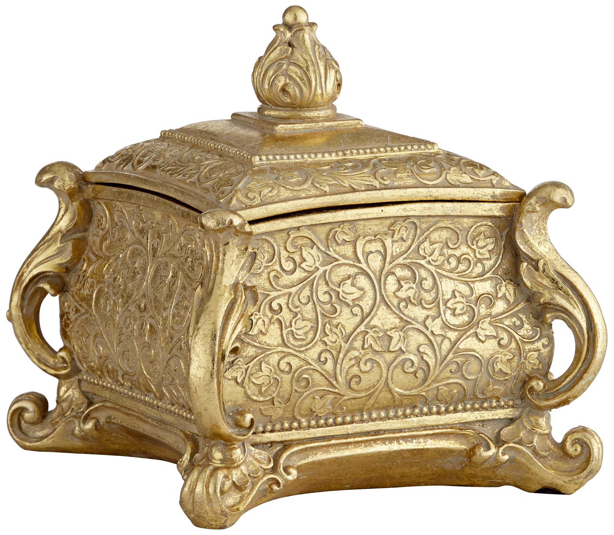 Woolley 5 3/4" Wide Square Antiqued Gold Jewelry Box 58Y34 Lamps Plus