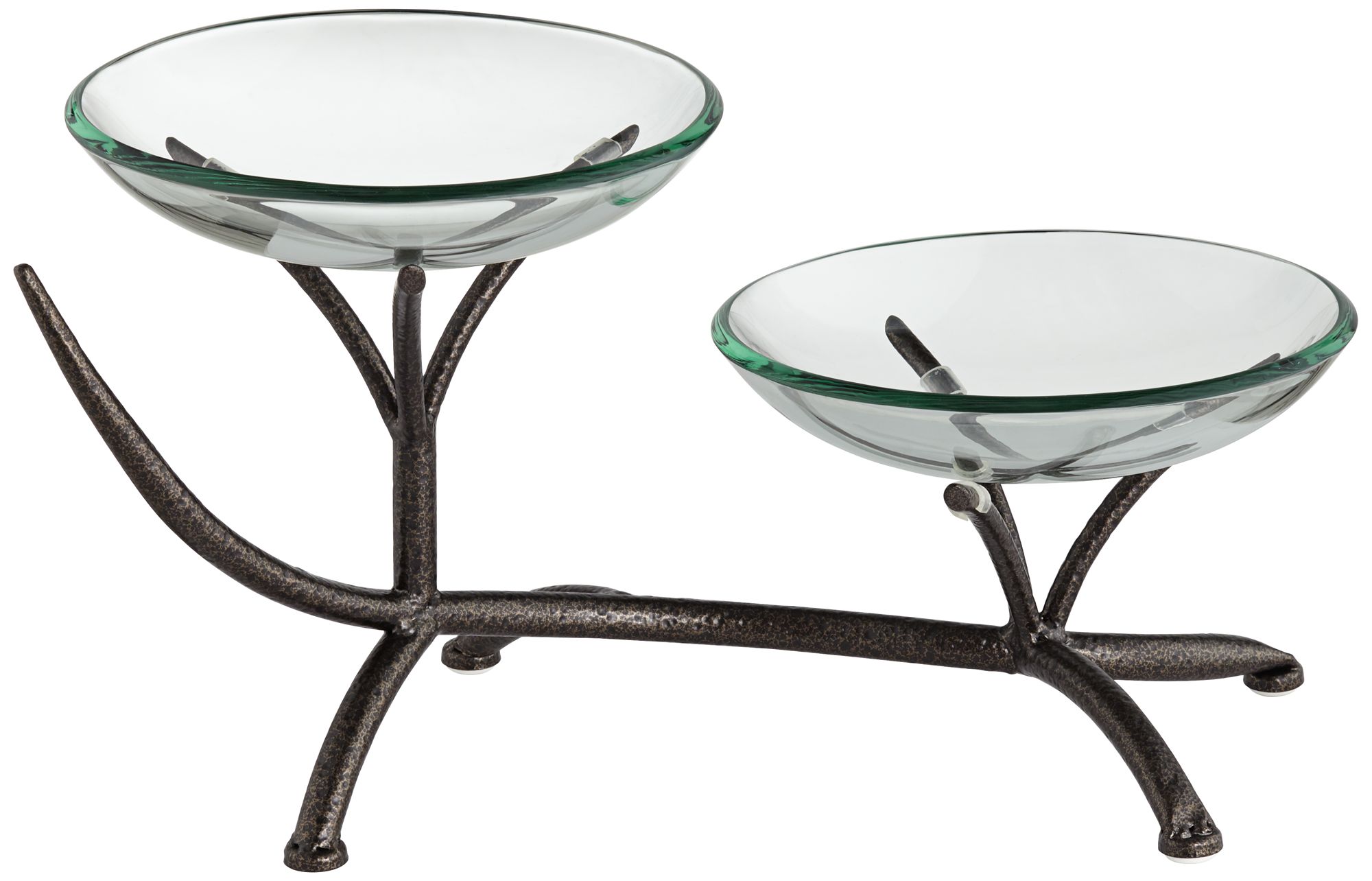 Quinton 2Tier Metal Bowl Stand with Glass Bowls 58Y52 Lamps Plus