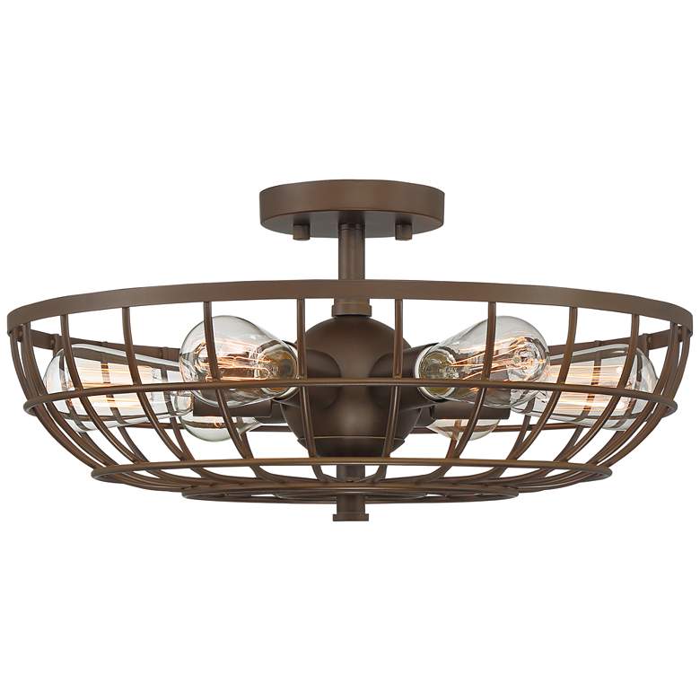 Crane 18&quot; Wide Bronze Basket Cage 6-Light Ceiling Light more views