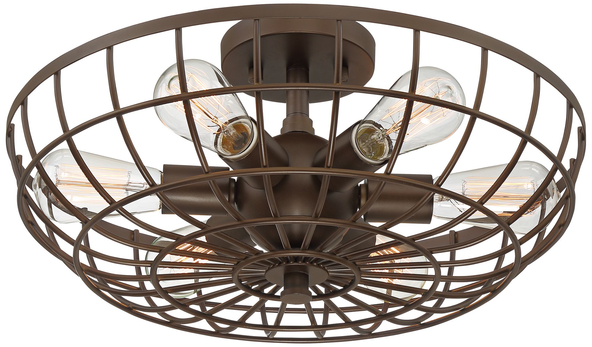 Crane 18" Wide Bronze Basket Cage 6Light Ceiling Light 59D41