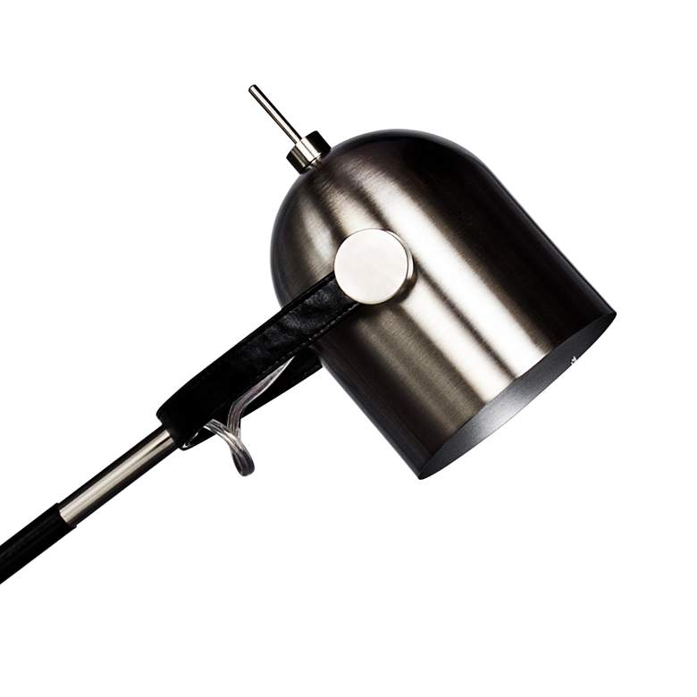 Image 3 Wrapped Black Leather and Brushed Steel Metal Desk Lamp more views