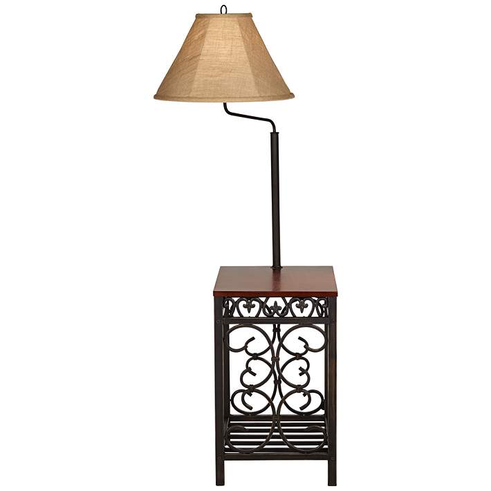 Travata Cherry Wood End Table With, Table With Lamp Attached Lowe S