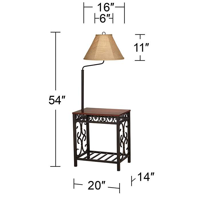Travata Cherry Wood End Table With, Wood End Table With Built In Lamp