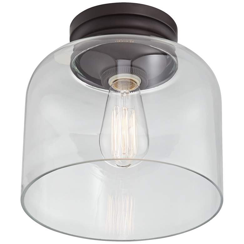 Feiss Hounslow 9&quot; High Bronze and Clear Glass Ceiling Light more views