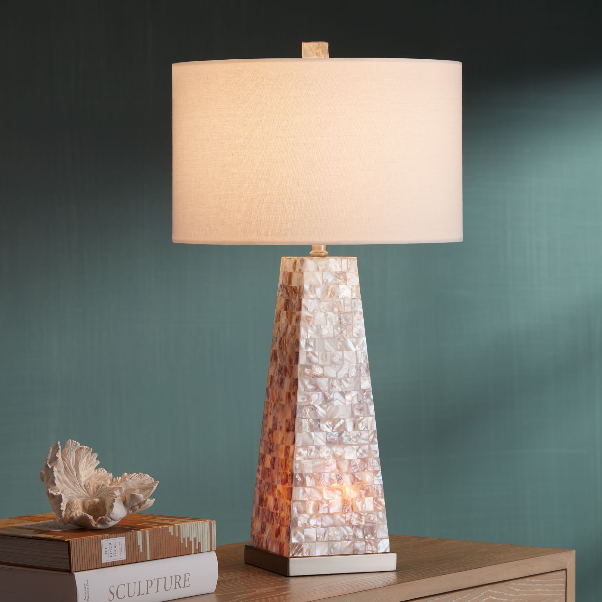 Lorin Mother of Pearl Table Lamp with Night Light 5X913 Lamps Plus
