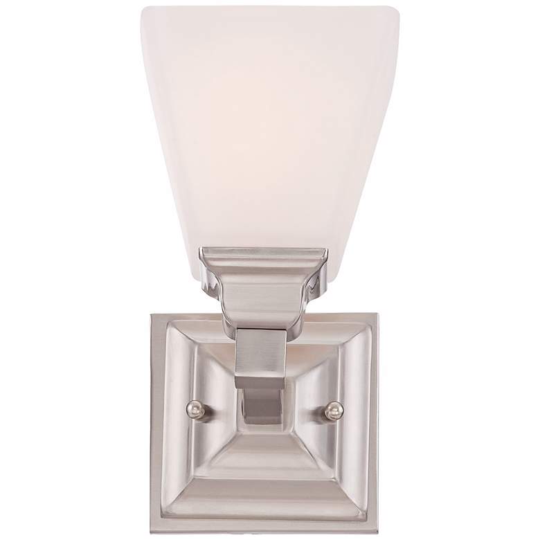 Image 5 Mencino-Opal 9" High Satin Nickel and Opal Glass Wall Sconce more views