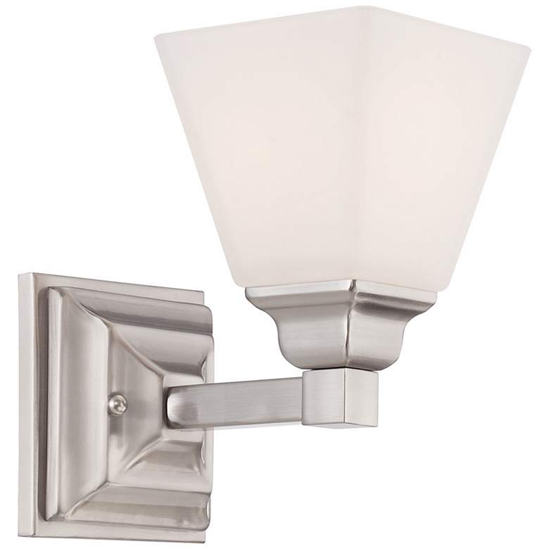Image 6 Mencino-Opal 9" High Satin Nickel and Opal Glass Wall Sconce more views