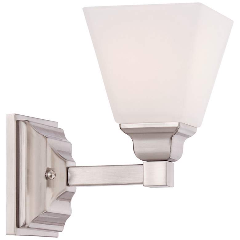 Image 7 Mencino-Opal 9" High Satin Nickel and Opal Glass Wall Sconce more views