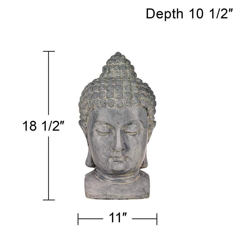 Image 7 Meditating Buddha Head 18 1/2" High Outdoor Statue more views