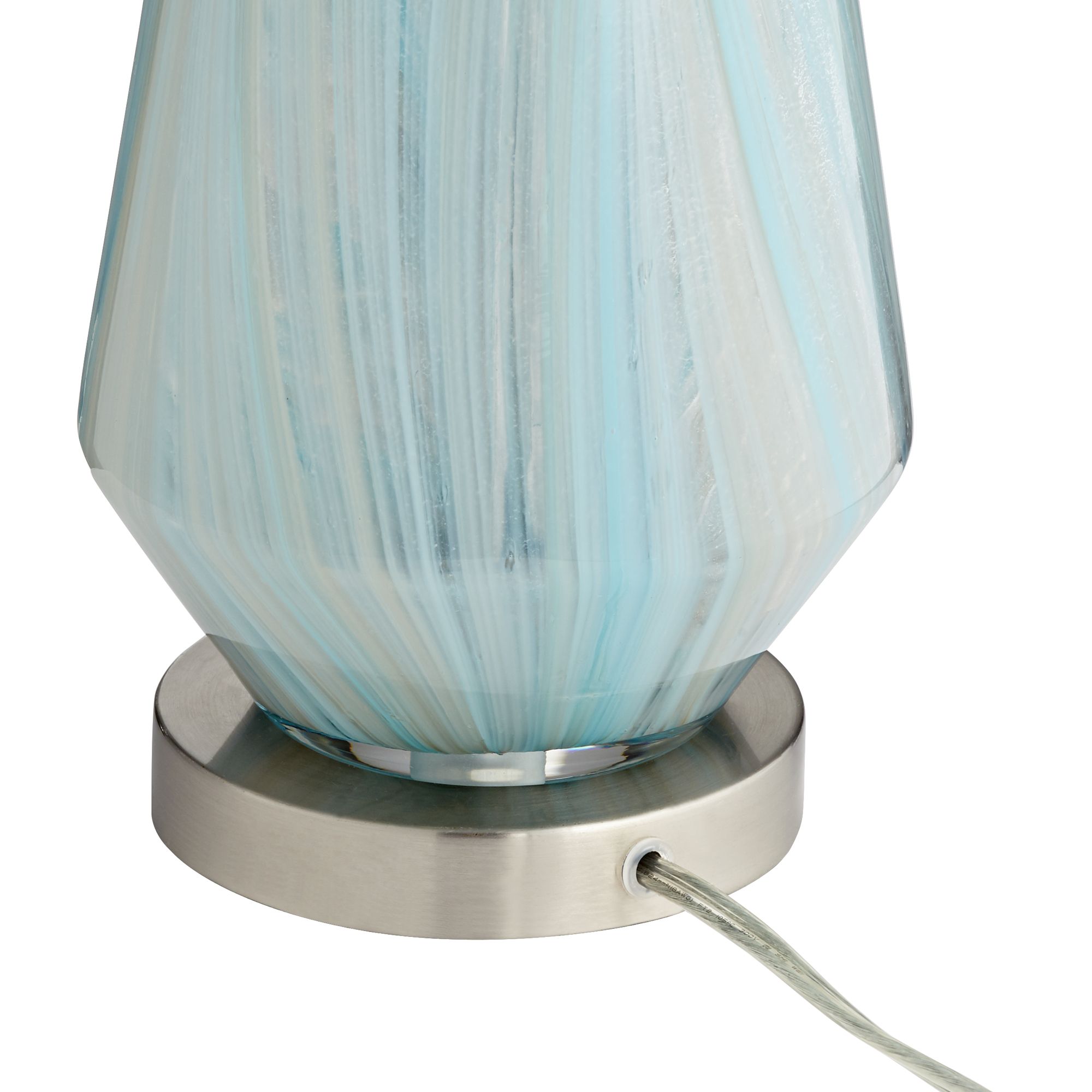 Jaime Blue and Gray Table Lamp With 8" Wide Round Riser 608M0